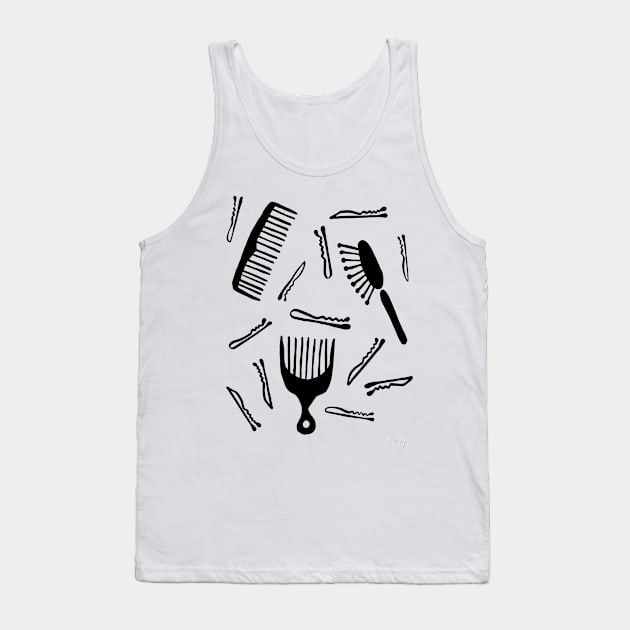 Good Hair Day Black Tank Top by CatCoq